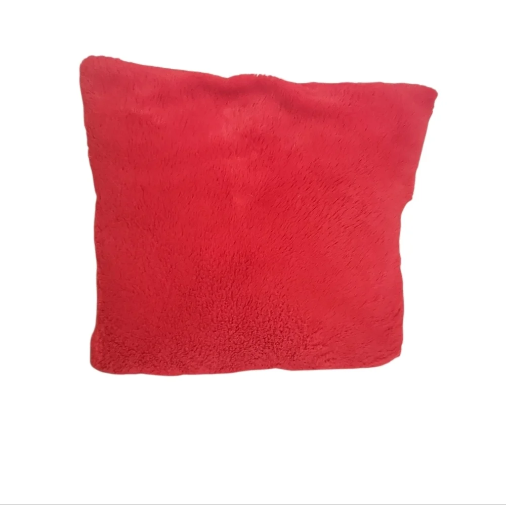 Red Plush Throw Pillow Soft Square Cushion